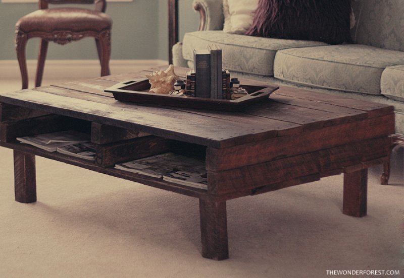 DIY wooden pallet coffee table.