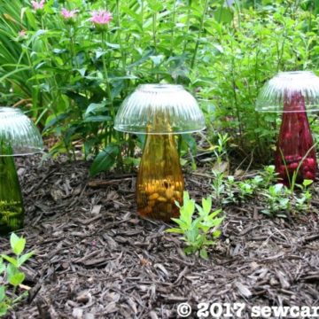 Dollar Store Glass Garden Mushrooms.