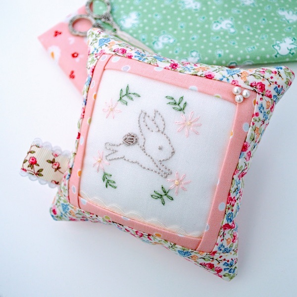 Embroidered Bunny Pin Cushion Tutorial.