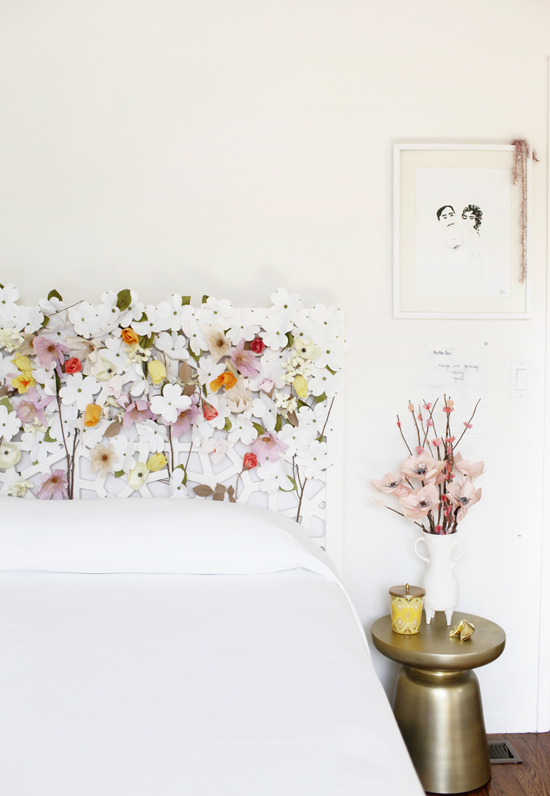 Lovely and romantic floral headboard.