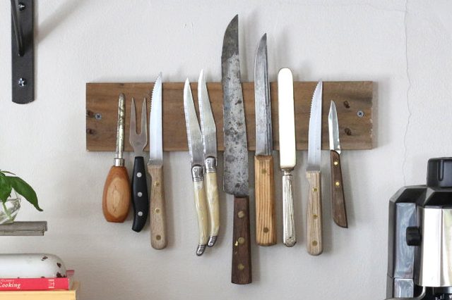 Magnetic knife rack.