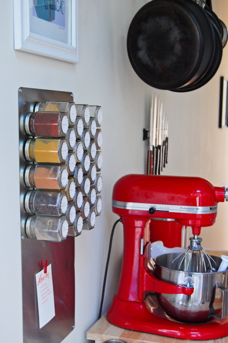 Magnetic spice rack.