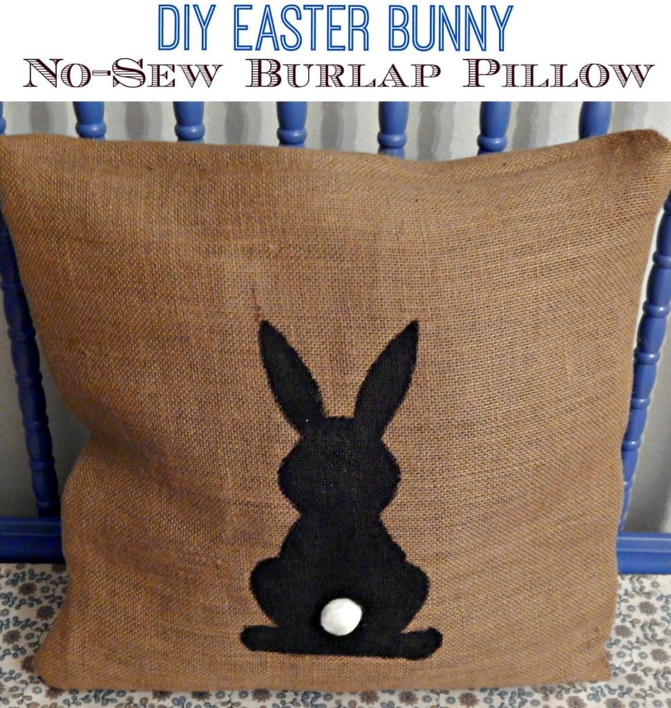 No-Sew Burlap Easter Bunny Pillow.