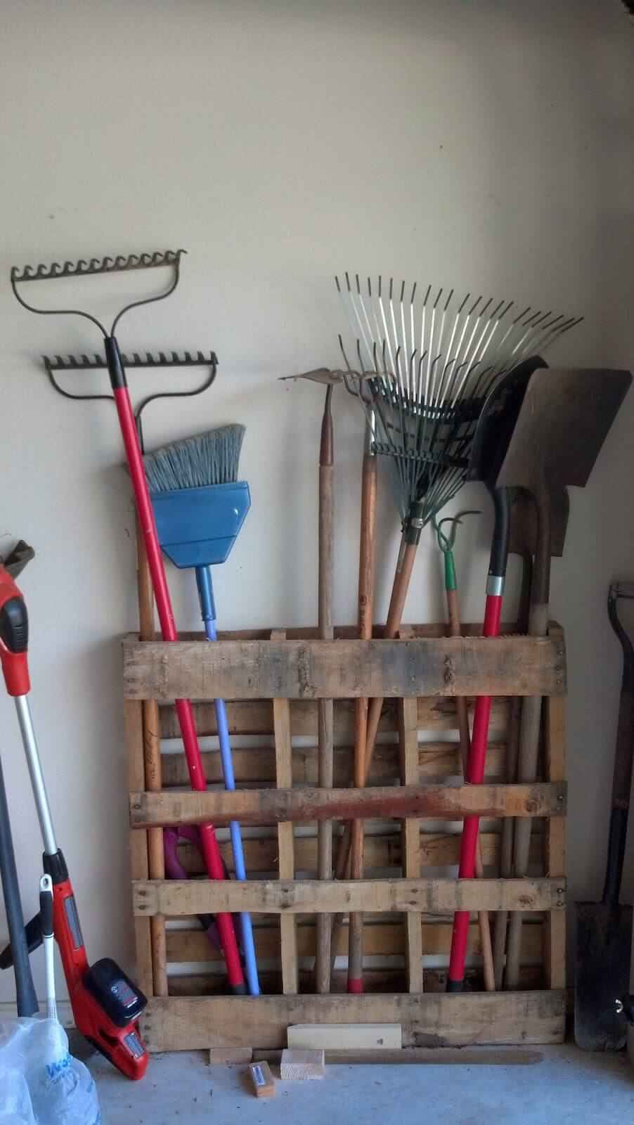 Pallet Storage for Garage Tools.