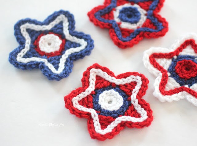 Patriotic Crocheted Stars.