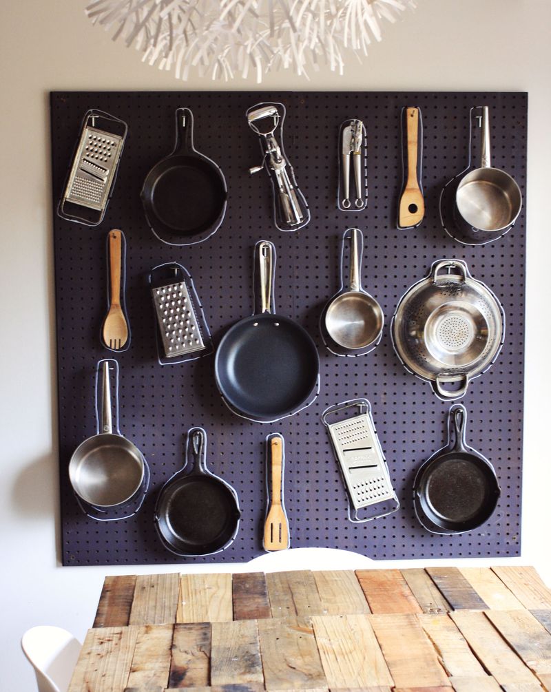 Pegboard Kitchen Storage.