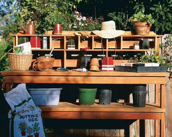 Potting Bench with Plenty of Room on Top.