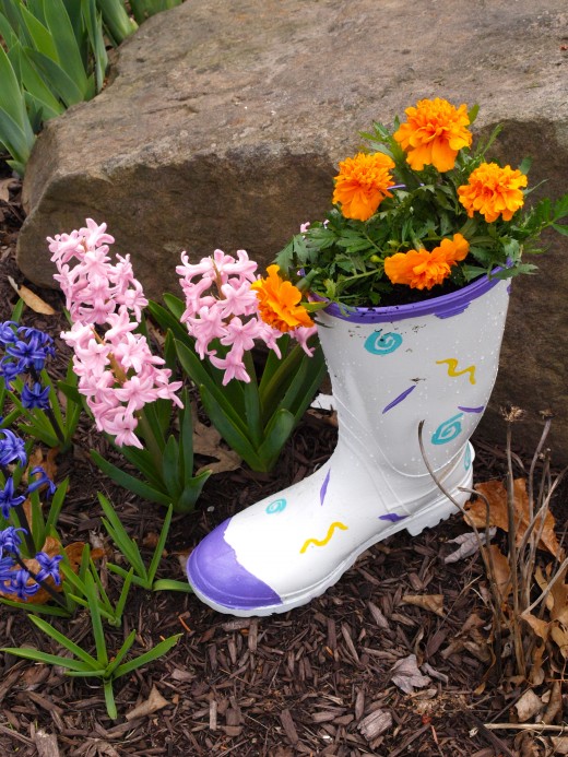 Recycled Rubber Boot Flower Pot.