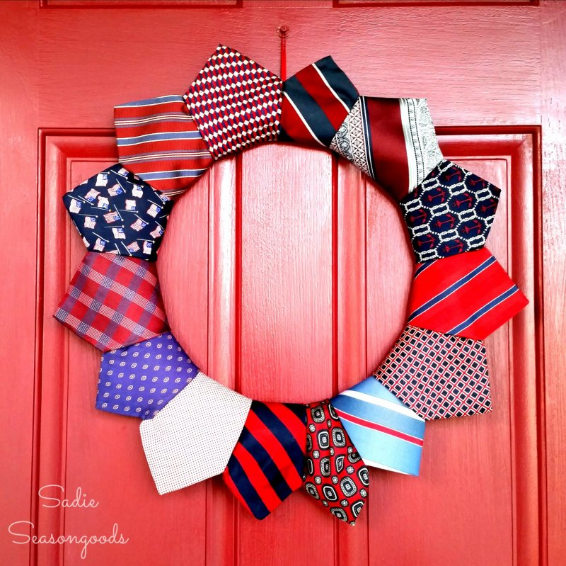 Repurposed Patriotic Necktie Wreath.