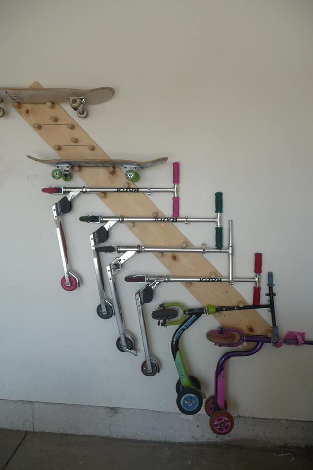 Scooters and Skateboards Storage.
