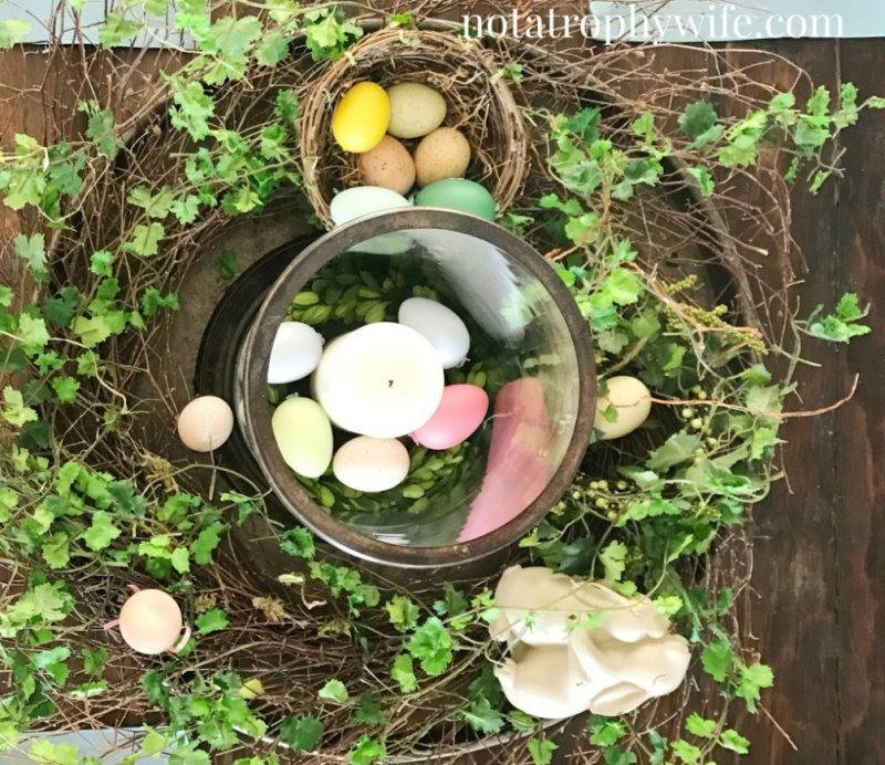 Spring Wreath Tablescape.