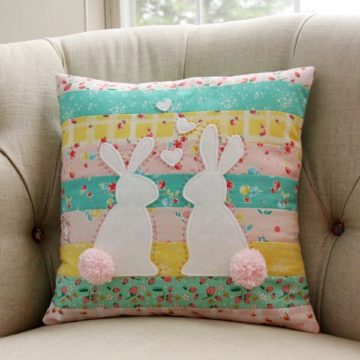 Spring bunnies in love pillow.