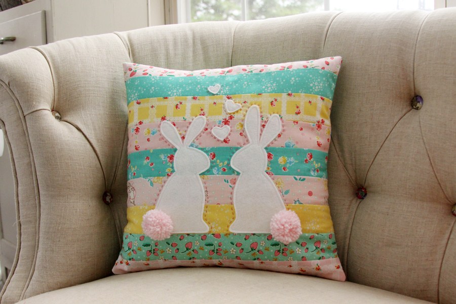 Spring bunnies in love pillow. exciting Easter Pillow Ideas