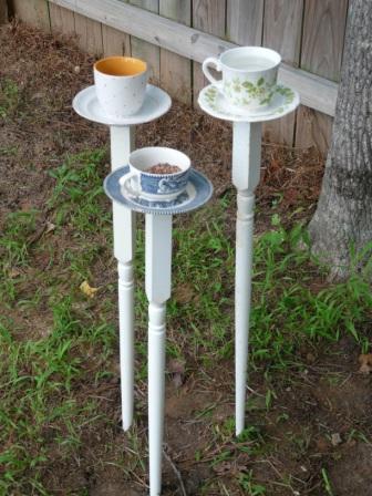 Tea Cup Bird Feeders.