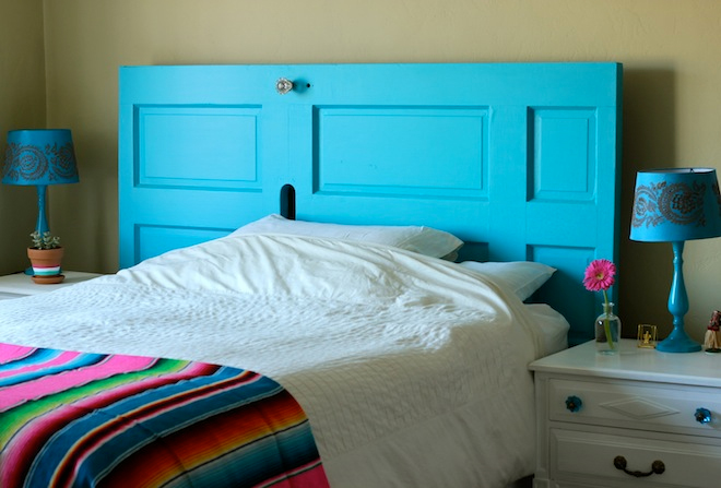 Turn your old door into custom headboard.