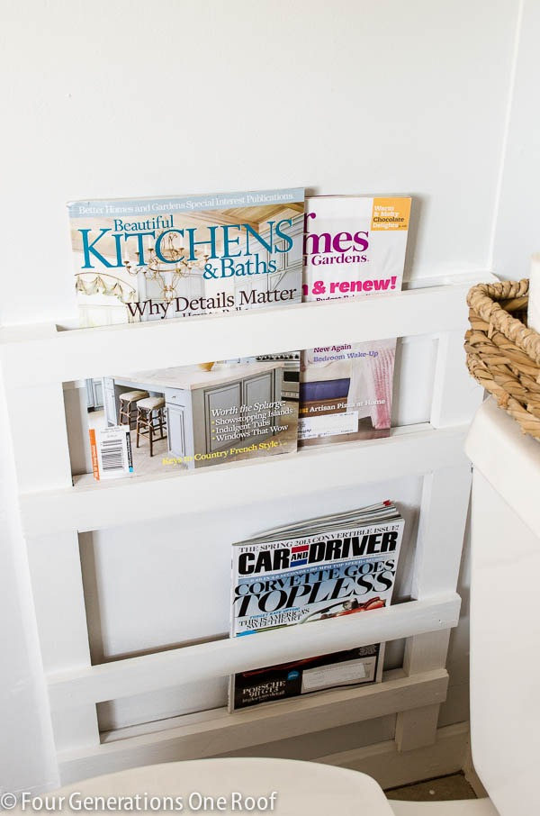 Wall mounted magazine rack.