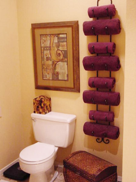 Wine rack can be used to store rolled up towels.