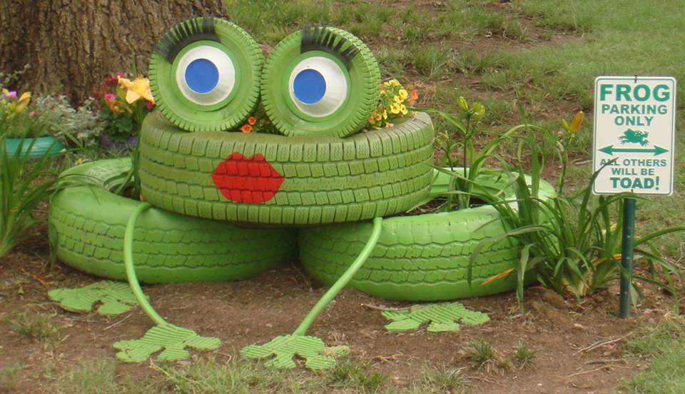 “Frieda La Frog” From Recycled Tires.
