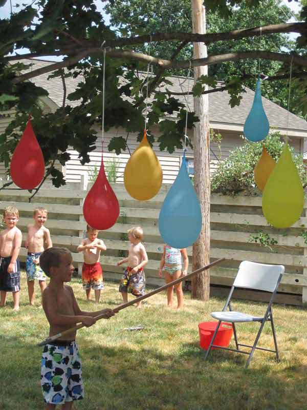 Backyard Water Party With Pinatas.