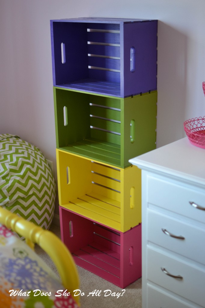 Colorful Wood Crate Bookcase.