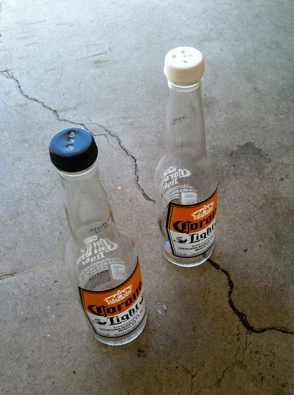 DIY Beer Bottle Salt and Pepper Shaker.