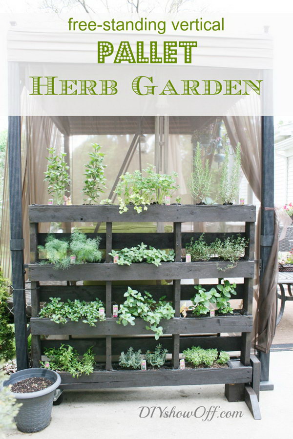Free-Standing Pallet Herb Garden.