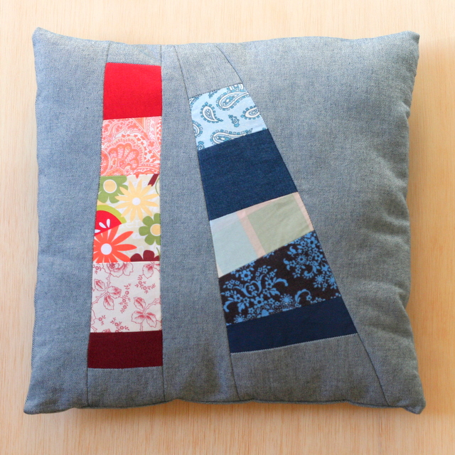 Geometric patchwork pillow.