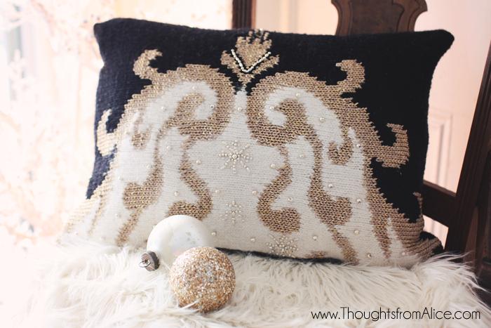 Glam Christmas Throw Pillow from Ugly Sweater.