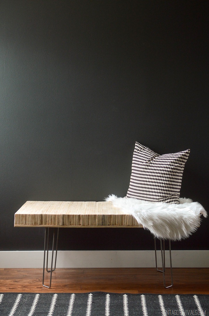 Modern bench using plywood and hair pin legs!