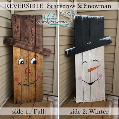 Pallet scarecrow snowman.