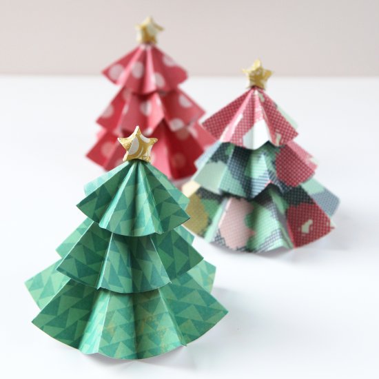 Quick and easy DIY Paper Christmas Trees topped with Origami Stars.