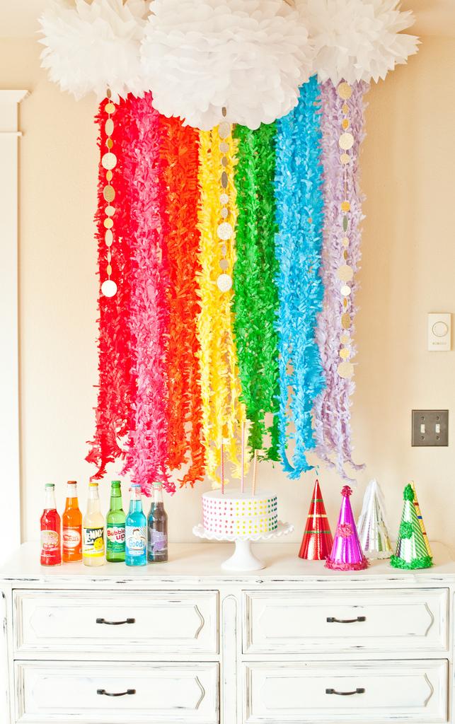 Rainbow Fringe Garland Backdrop.