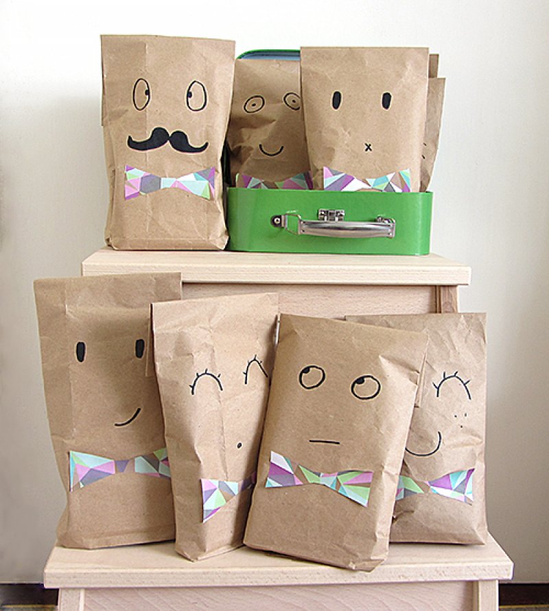 Recycled brown paper party bags.