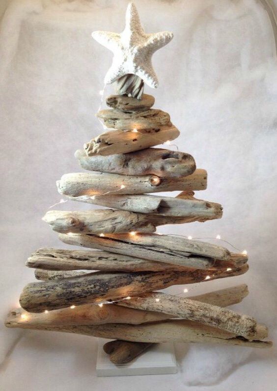 Rustic touch wooden CHristmas tree.
