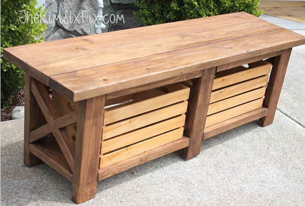 Rustic x-leg bench.