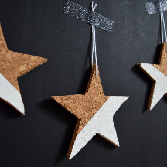 Traditional wine cork Christmas ornaments.