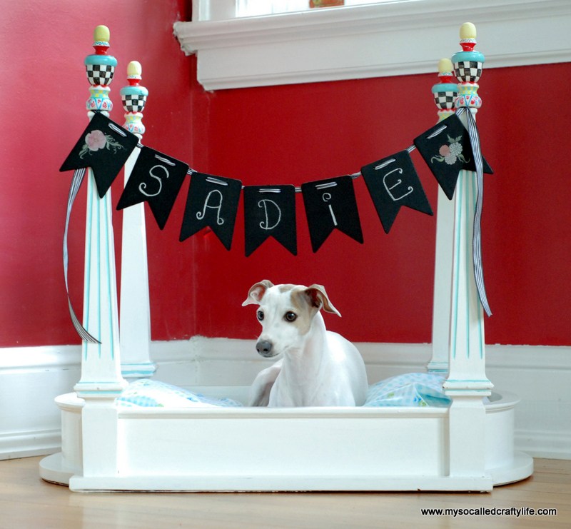 Upcycled Pet Bed from a Side Table.