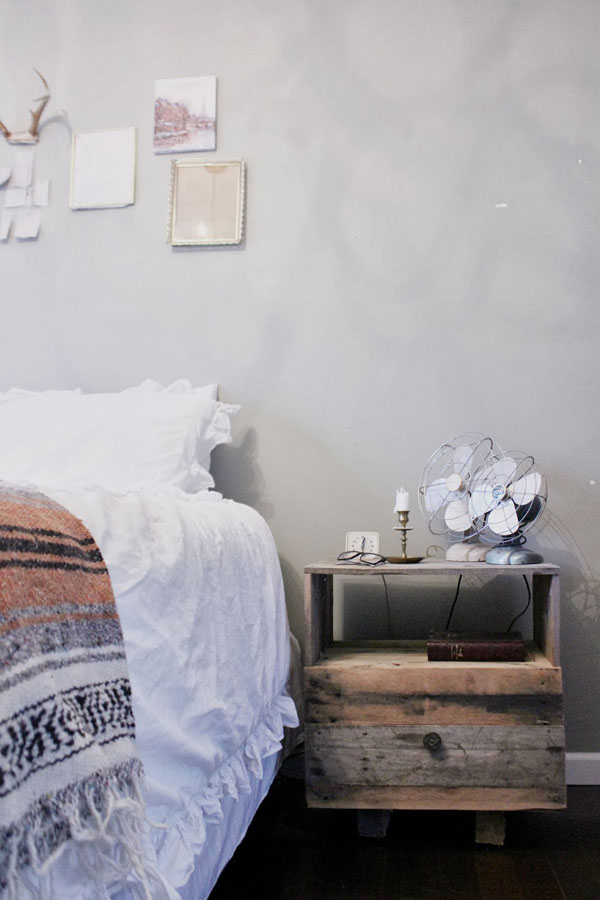 Wood Nightstand with a Drawer.