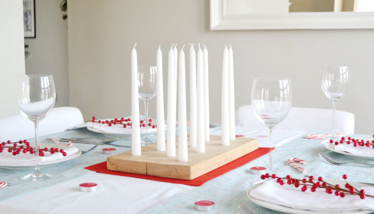 Woodblock Candle Centerpiece.