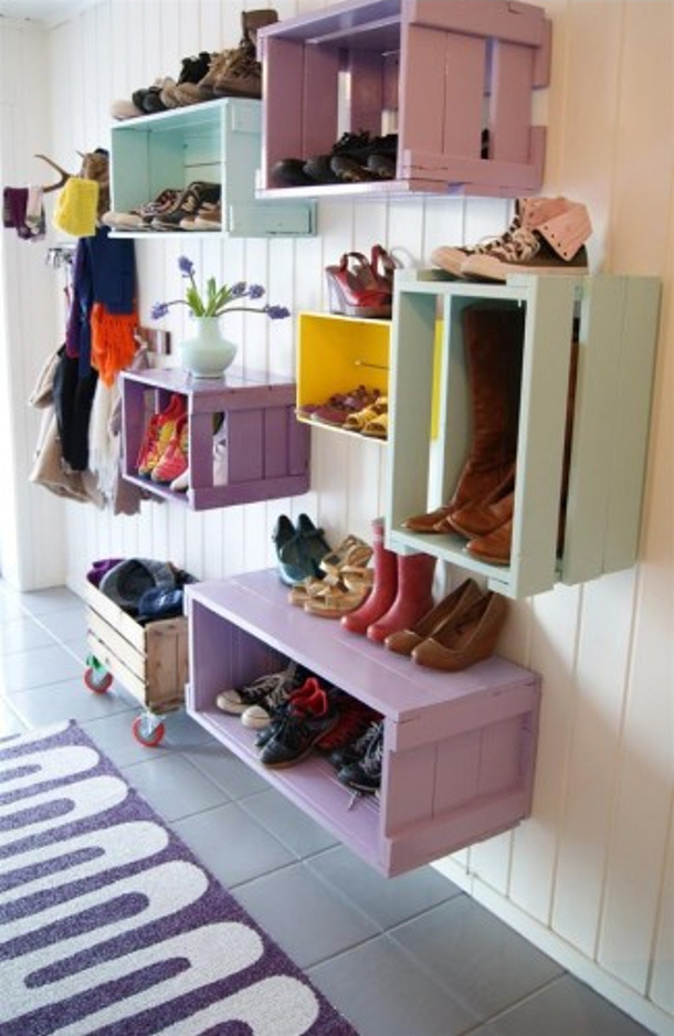 Wooden Crate Shoes Storage.