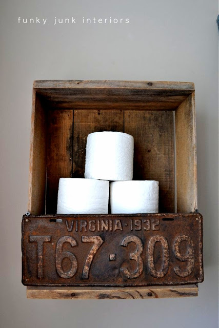 Wooden Crate Toilet Paper Storage Unit.