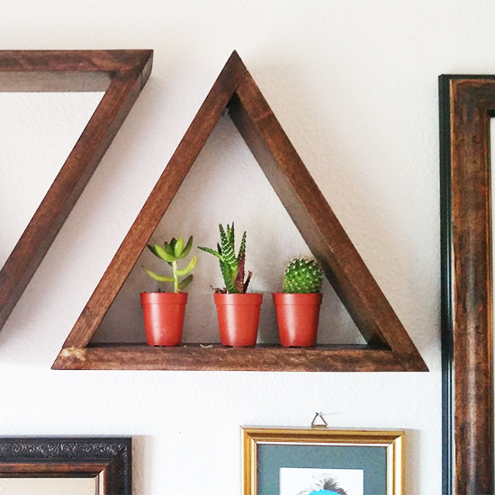 Wooden Triangle Shelves.