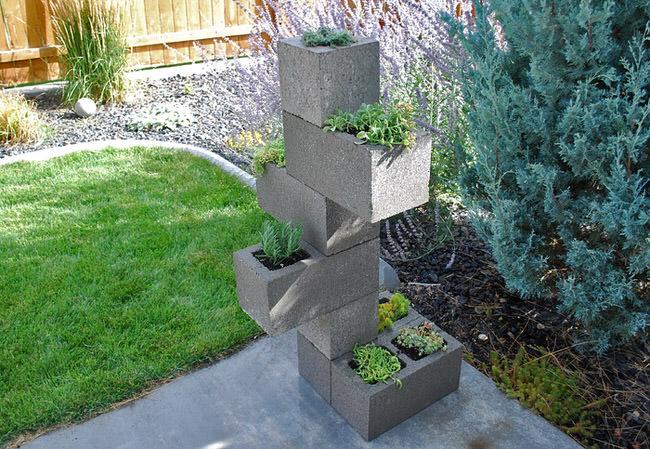 Build a vertical cinder block planter.