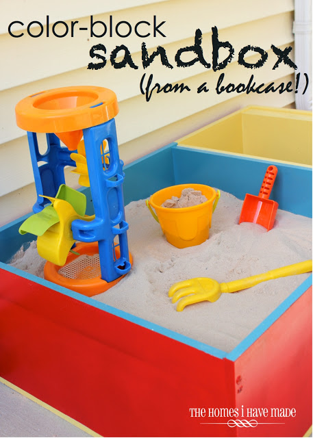 Color Block Sandbox from a Bookcase.