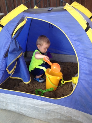 Repurpose a Kids Tent Into a Sandbox.
