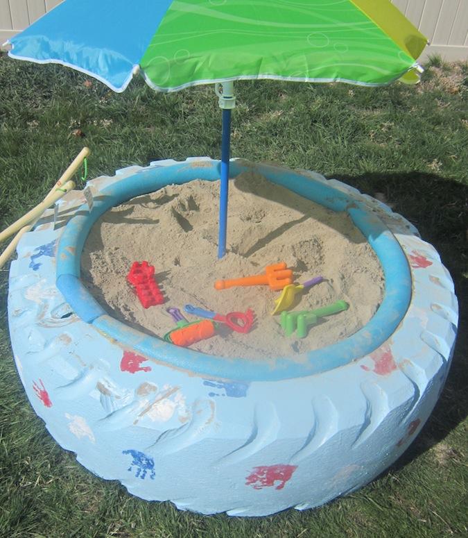 Turn an Old Tire Into a Sandbox.