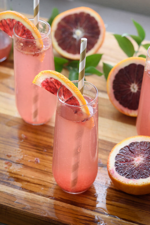 Blood orange champagne cocktail.