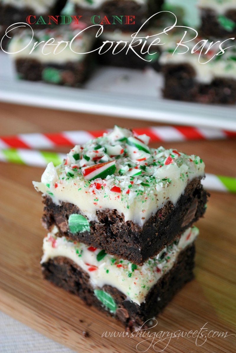 Candy Cane Oreo Cookie Bars.