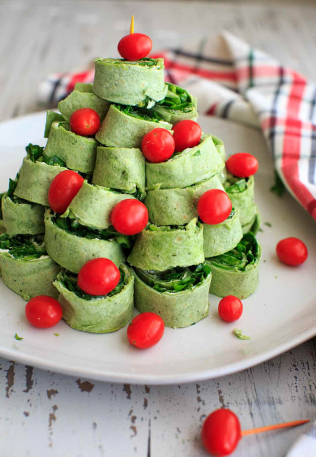 Christmas Tree Pita Pinwheel.