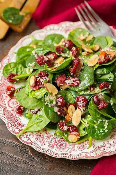 Cranberry Almond Spinach Salad